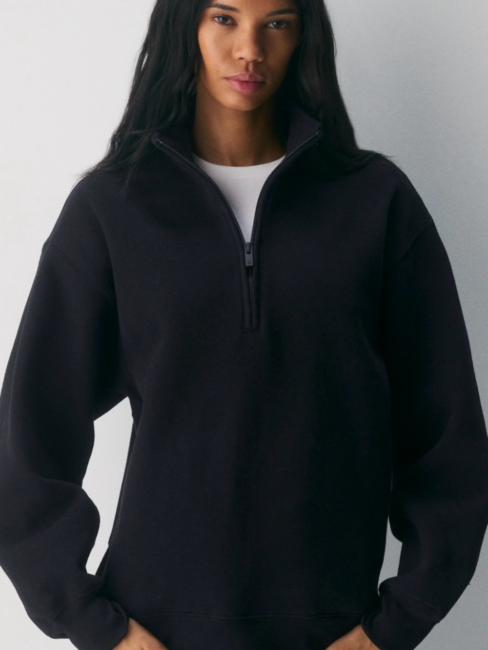 Aritzia - Cozy Sweatfleece boyfriend 1/2 zip black